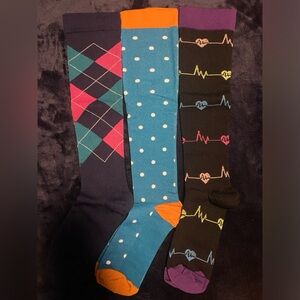 3 pack Multi colored women compression socks